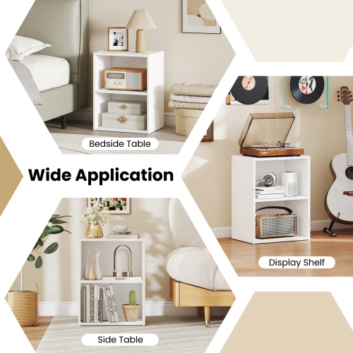 Gymax 2-Cube Bookcase Cube Storage Organizer w/ Adjustable White