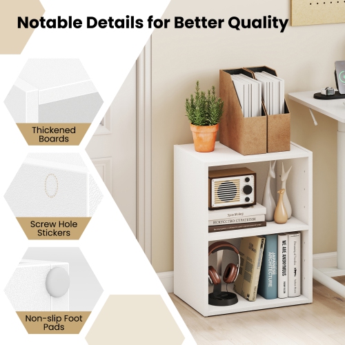 Gymax 2-Cube Bookcase Cube Storage Organizer w/ Adjustable White