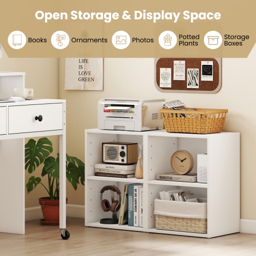 Gymax 2-Cube Bookcase Cube Storage Organizer w/ Adjustable White