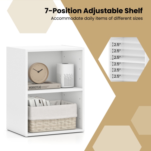Gymax 2-Cube Bookcase Cube Storage Organizer w/ Adjustable White