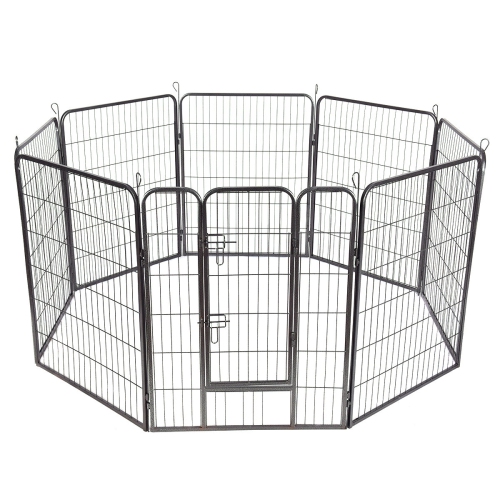 GYMAX  40" 8 Panel Pet Puppy Dog Playpen Door Exercise Kennel Fence Metal