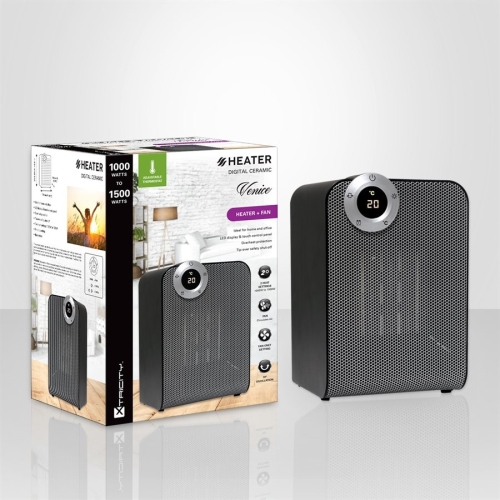 Xtricity 4-8007 Venice Heater + Fan Digital Ceramic 1000W-1500W Black
