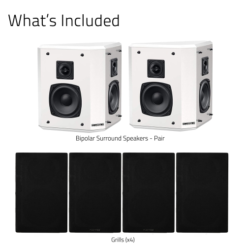 Fluance Elite High Definition 2-Way Bipolar Surround Speakers for Wide Dispersion Surround Sound