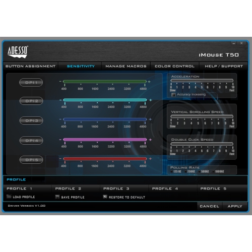 Adesso Wireless Ergonomic Trackball Mouse -