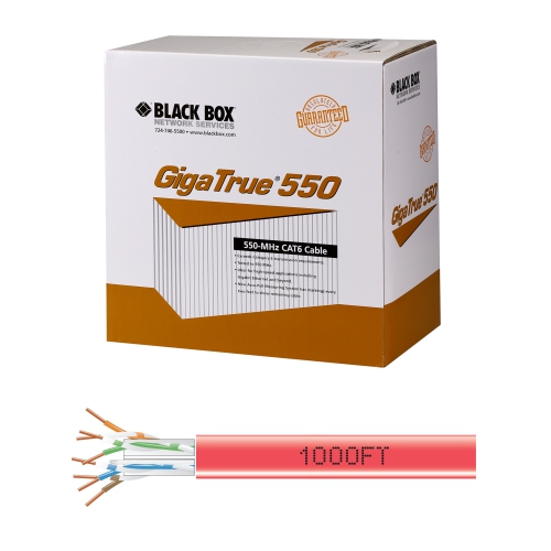 BLACK BOX NETWORK  Srv Cat6 Pvc 1000Ft Unshielded Solid Bulk Cable - (Eyn868A-Pb-1000) In Red