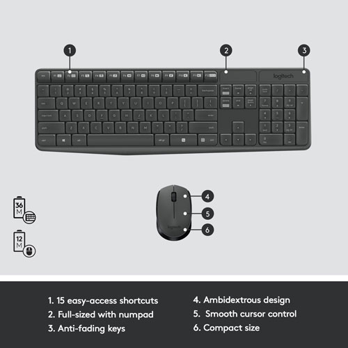 Lot avec clavier et souris optique sans fil MK235 de Logitech - Français