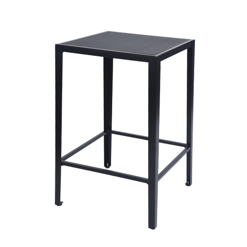 Bar Table Modern Square Pub Height Table High Top Wood Pub Bistro Cocktail Table with Metal Legs 38.4-Inch Height, Black