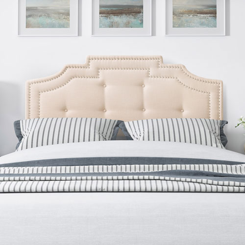 Aspen Contemporary Upholstered, Upholstered Bed Frame Queen Cream