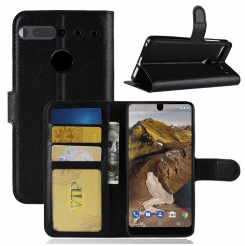 CSMART  [Cs] Essential Phone Ph-1 Case, Magnetic Leather Folio Wallet Flip Case Cover With Card Slot In Black