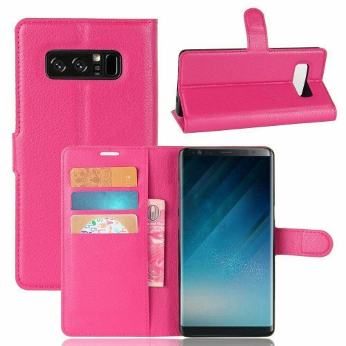 [CS] Samsung Galaxy Note 8 Case, Magnetic Leather Folio Wallet Flip Case Cover with Card Slot, Hot Pink