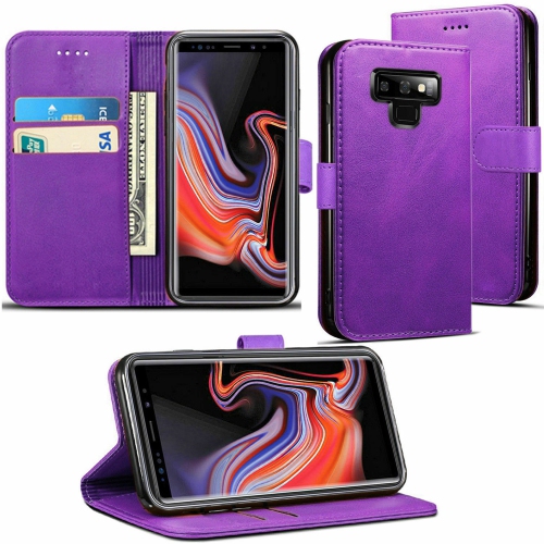 [CS] Samsung Galaxy Note 9 Case, Magnetic Leather Folio Wallet Flip Case Cover with Card Slot, Purple