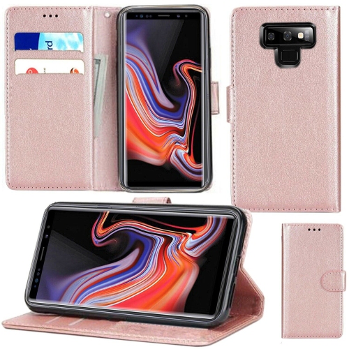 [CS] Samsung Galaxy Note 9 Case, Magnetic Leather Folio Wallet Flip Case Cover with Card Slot, Rose Gold