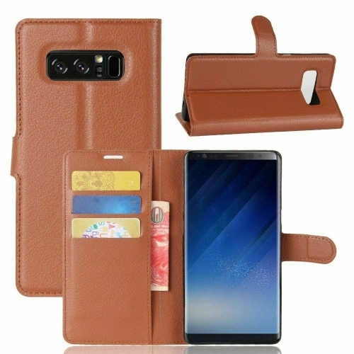 [CS] Samsung Galaxy Note 8 Case, Magnetic Leather Folio Wallet Flip Case Cover with Card Slot, Brown