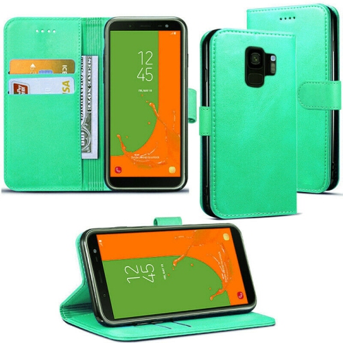 [CS] Samsung Galaxy S9 Case, Magnetic Leather Folio Wallet Flip Case Cover with Card Slot, Teal