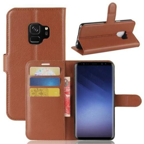 [CS] Samsung Galaxy S9 Case, Magnetic Leather Folio Wallet Flip Case Cover with Card Slot, Brown