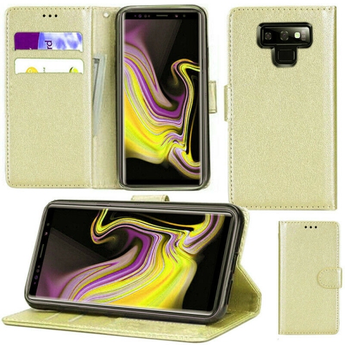 [CS] Samsung Galaxy Note 9 Case, Magnetic Leather Folio Wallet Flip Case Cover with Card Slot, Gold