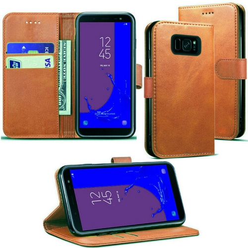 [CS] Samsung Galaxy S7 Edge Case, Magnetic Leather Folio Wallet Flip Case Cover with Card Slot, Brown