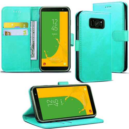 [CS] Samsung Galaxy S8 Case, Magnetic Leather Folio Wallet Flip Case Cover with Card Slot, Teal