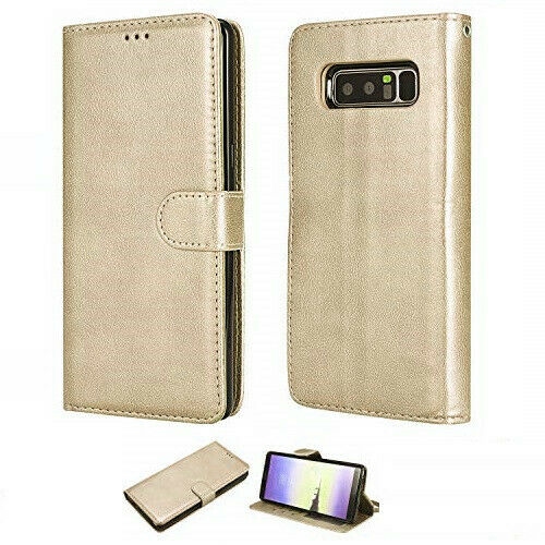 [CS] Samsung Galaxy Note 8 Case, Magnetic Leather Folio Wallet Flip Case Cover with Card Slot, Gold