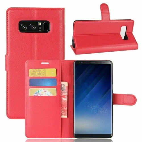 [CS] Samsung Galaxy Note 8 Case, Magnetic Leather Folio Wallet Flip Case Cover with Card Slot, Red