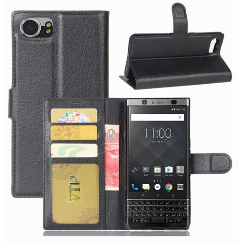 [CS] Blackberry KeyOne Key1 Case, Magnetic Leather Folio Wallet Flip Case Cover with Card Slot, Black