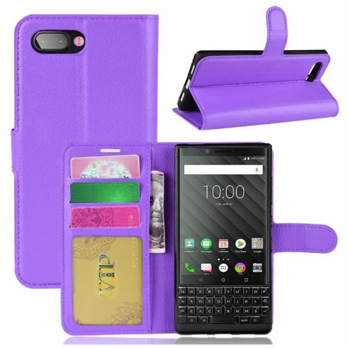 [CS] Blackberry Key2 LE KeyTwo LE Case, Magnetic Leather Folio Wallet Flip Case Cover with Card Slot, Purple