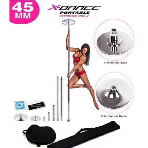 X Dance Pole Chrome portatif Exotic bâton de 9 pi stationnaire et canne à lancer léger entraînement bâton de mise en forme avec 2 sacs