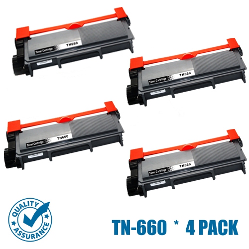 Printer Pro™ 4 Pack Brother TN660/TN-660/TN630 Black Toner Cartridge-Brother Printer HL-L2340/L2360/L2380/DCP-L2520/MFC-L2700