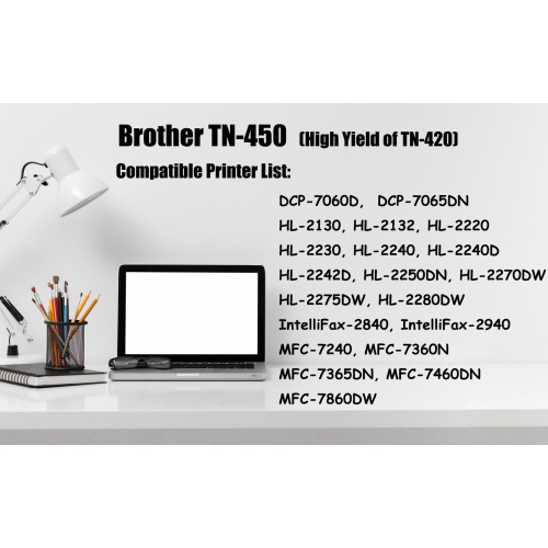 Ultra Toner™ 2 Packs Deal ! Superior Brother TN450 Black Compatible Toner Cartridge for Brother Printer
