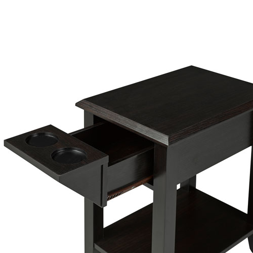 Meuble de téléphone contemporain rectangulaire avec rangement et porte-gobelets - Cerisier foncé