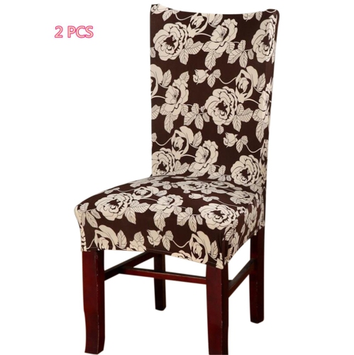 2pcs Tretch Dining Chair Covers Removable Washable Seat Covers For