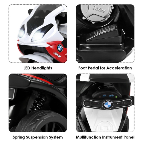 Costway Kids Ride On Motorcycle BMW Licensed 6V Electric 3 Wheels Bicycle w/ Music&Light