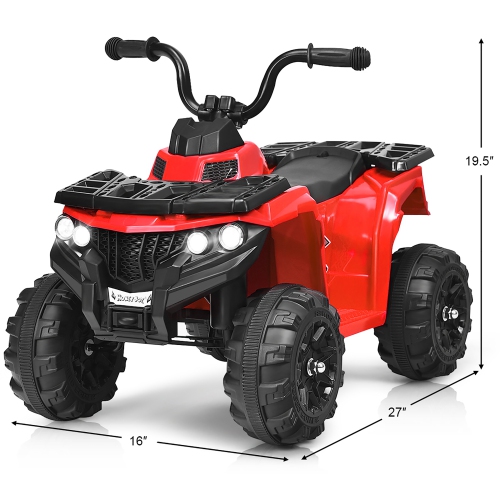 Costway 6V Battery Powered Kids Ride On ATV 4-Wheeler Quad w/ MP3 & LED Headlight