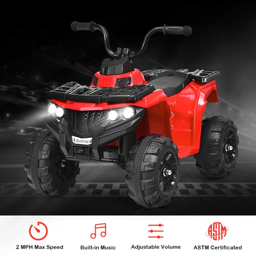Costway 6V Battery Powered Kids Ride On ATV 4-Wheeler Quad w/ MP3 & LED Headlight