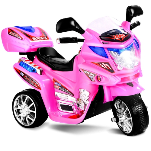 Costway 3-Wheel Kids Ride On Motorcycle - 6V Battery Powered Bicycle - Ages 3-6 - Pink