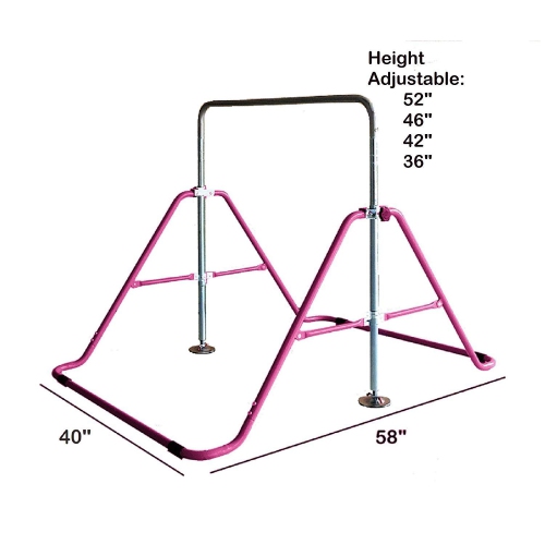 ProFitKid Kids Jungle Gym Gymnastics Monkey Bars Expandable Tower Junior Training Bar Indoor Foldable Pink