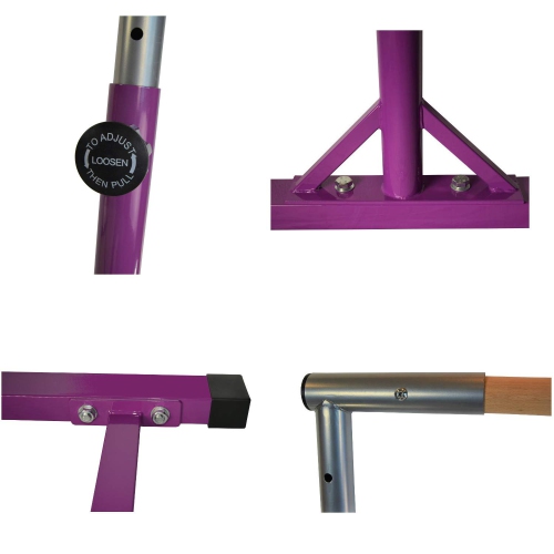 ProKidFit Horizontal Kip Bar Expandable Gymnastics Training Playground Bar Purple Adjustable 3 to 5 FT