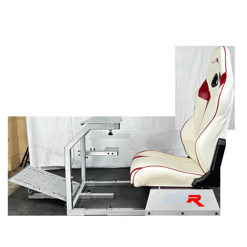GTR – cadre argenté pour modèle GTA avec siège de course véritable blanc/rouge
