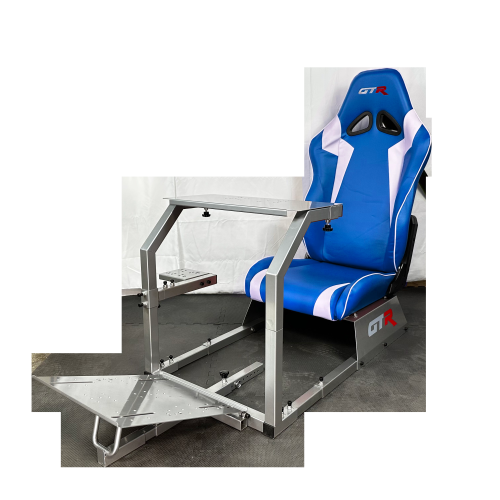 GTR – cadre argenté pour modèle GTA avec siège de course véritable bleu/blanc
