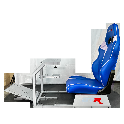 GTR – cadre argenté pour modèle GTA avec siège de course véritable bleu/blanc