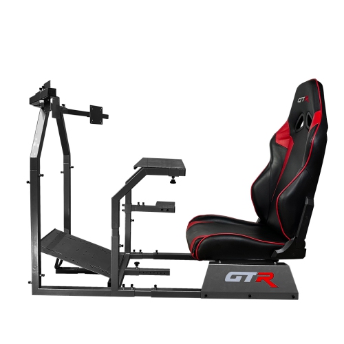 GTR Simulator – Grand Toronto-F modèle à trois moniteurs ou à un support pour un seul moniteur avec siège en similicuir réglable noir/rouge