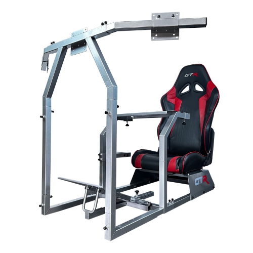 GTR Simulator – Grand Toronto-F modèle, support pour moniteur triple ou simple avec siège en similicuir réglable noir/rouge