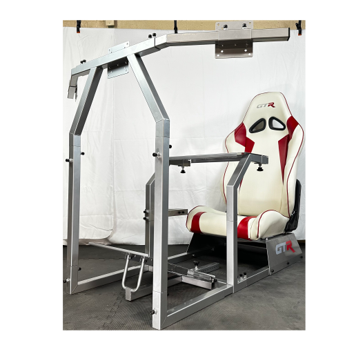 GTR Simulator – Grand Toronto-F modèle à trois moniteurs ou à un support pour un seul moniteur avec siège en similicuir réglable blanc/rouge