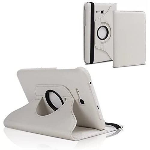 【CSmart】 360 Rotating Leather Tablet Case Smart Stand Cover for Samsung Tab E Lite 7.0" T110 T113 T115, White