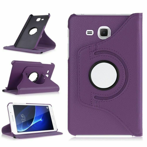 【CSmart】 360 Rotating Leather Tablet Case Smart Stand Cover for Samsung Tab A 7.0" T280 T285, Purple