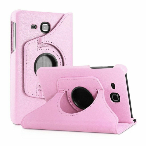 【CSmart】 360 Rotating Leather Tablet Case Smart Stand Cover for Samsung Tab A 7.0" T280 T285, Light Pink