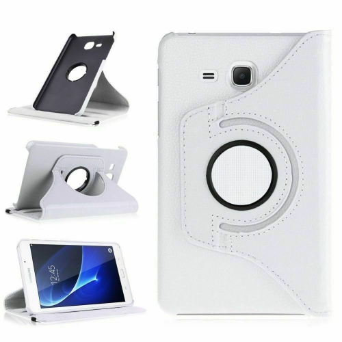 【CSmart】 360 Rotating Leather Tablet Case Smart Stand Cover for Samsung Tab A 7.0" T280 T285, White