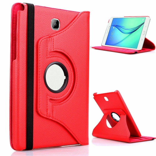 【CSmart】 360 Rotating Leather Tablet Case Smart Stand Cover for Samsung Tab A 8.0" 2015 T350 T355, Red