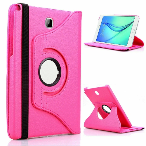 【CSmart】 360 Rotating Leather Tablet Case Smart Stand Cover for Samsung Tab A 8.0" 2015 T350 T355, Hot Pink