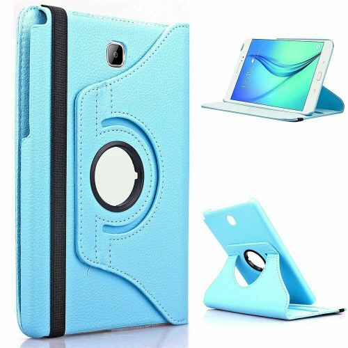 【CSmart】 360 Rotating Leather Tablet Case Smart Stand Cover for Samsung Tab A 8.0" 2017 T380 T385, Light Blue